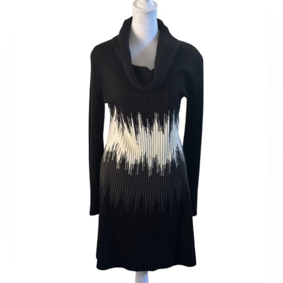 Style & Co Black & White Ombre Sweater Dress with Cowl Neck - Picture 1 of 4